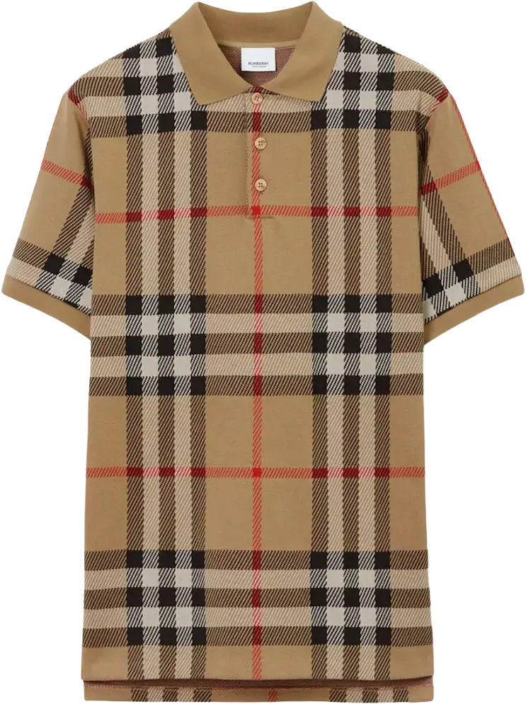 Burberry Check Cotton Jacquard Polo Shirt Archive Beige (US XS)